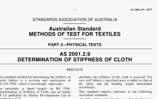 AS 2001.2.9:1997 pdf – DETERMINATION OF STIFFNESS OF CLOTH