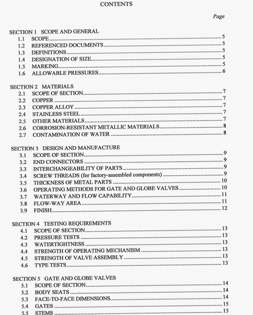 AS 1628:1999 pdf – Water supply- -Metallic gate, globe and non-return valves