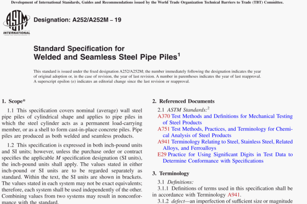 ASTM A252:19 pdf download