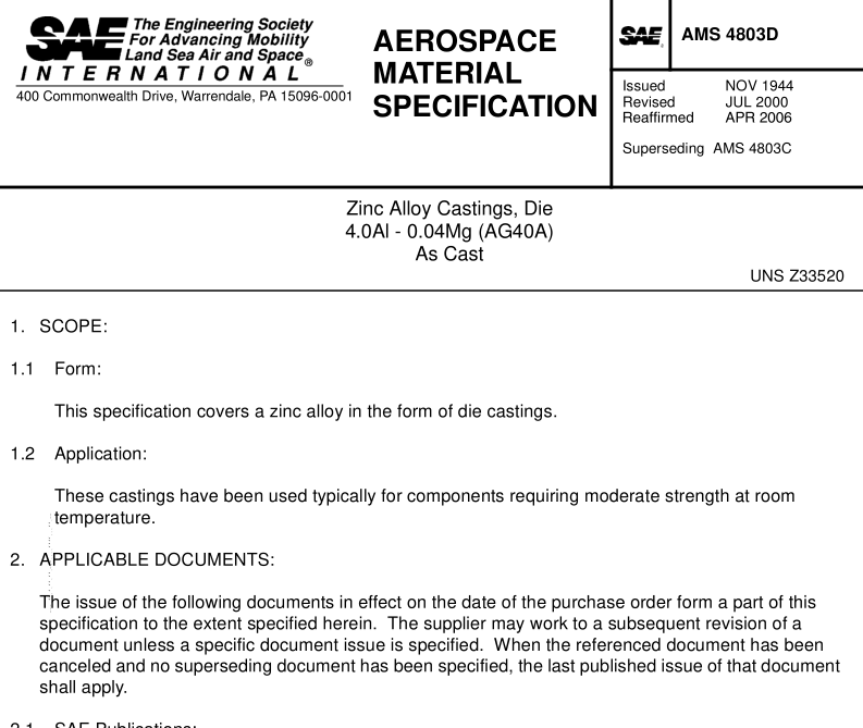 SAE AMS 4803D:2000 pdf download